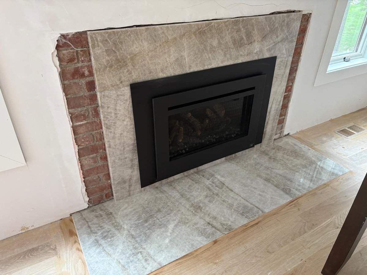 Taj Mahal Quartzite in Fireplace